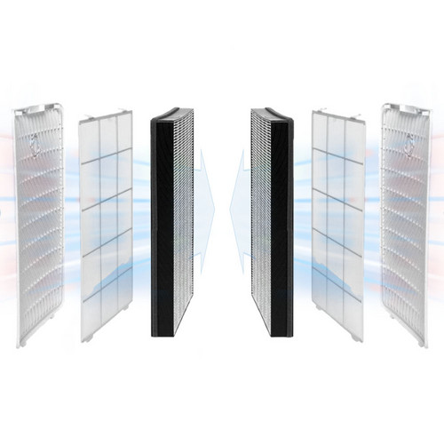 The scope of delivery includes: Two pre-filters and two combined HEPA/carbon filters are already preassembled.