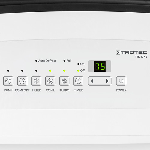 The control panel of the TTK 127 E is provided with a clear design and is easy to understand. The digital display for example shows you the current relative humidity level in the room.