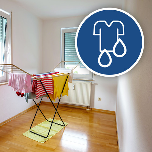The TTK 68 E may also be used as a room air laundry dryer to dry wet laundry in living spaces or utility rooms. In this way, you speed up the drying process of the clothes and prevent the humidity contained on the clothes from condensing in the room and from becoming a hotbed for mould.
